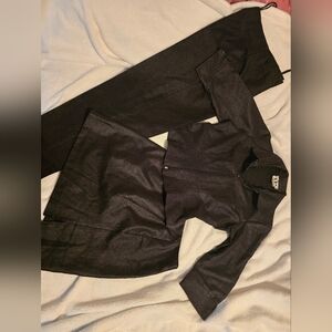 VTG 90s DBY Ltd 3-Pc Suit Set Black Peplum Jacket Skirt Pants Junior 3/4